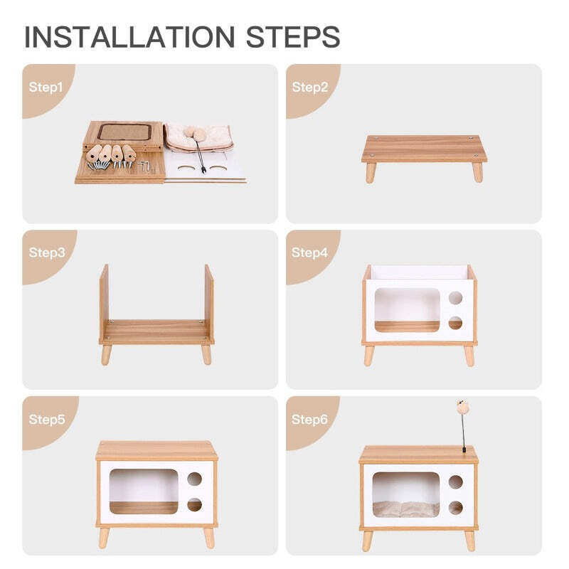 Wooden Cat House Luxury Furniture With Cat Scratcher