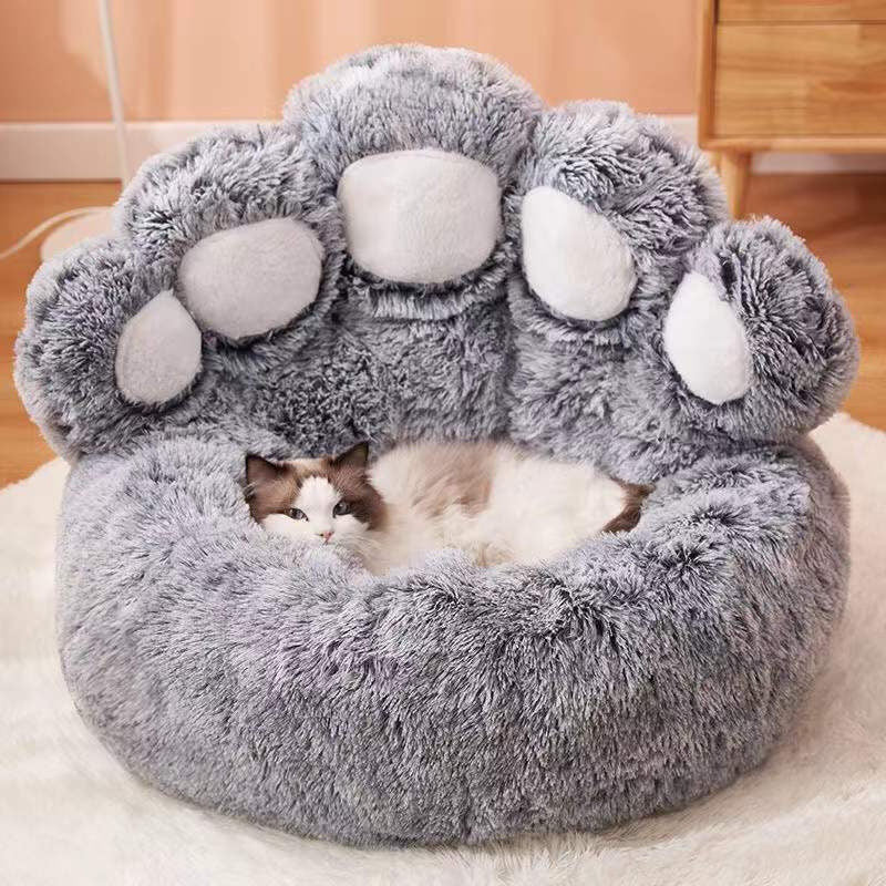 Large Cat Bed Paw Shaped Cozy Cat Sleeping Bed