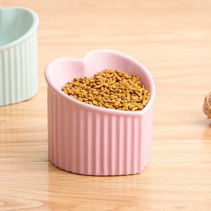 Heart-Shaped Ceramic Cat Bowl