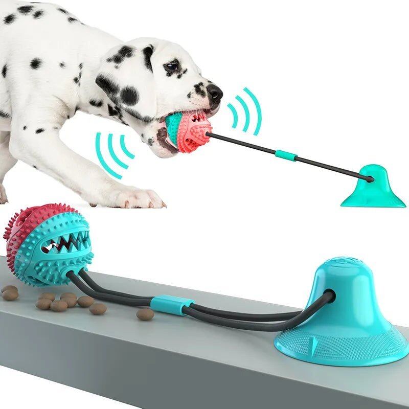 Dog Toy Ball Suction Cup Ropes Interactive Leaking Slow Feeder Chew Toy