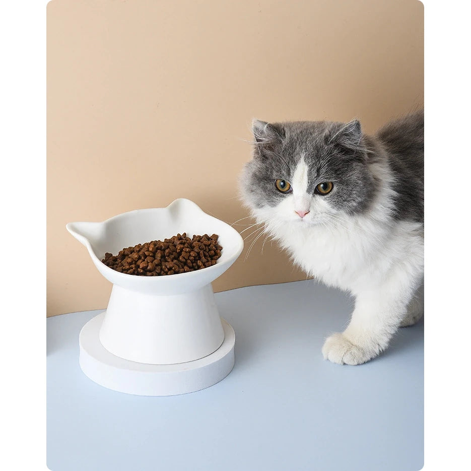 Cat Head-Shaped Ceramic Cat Bowl
