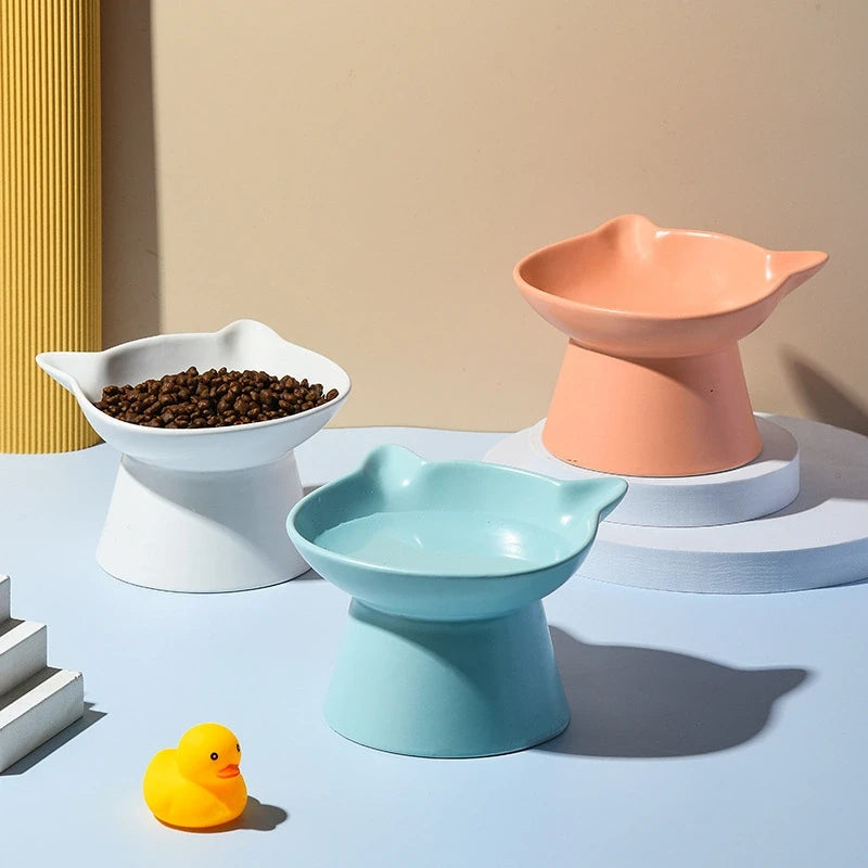 Cat Head-Shaped Ceramic Cat Bowl