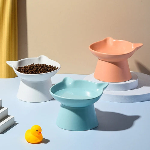 Cat Head-Shaped Ceramic Cat Bowl