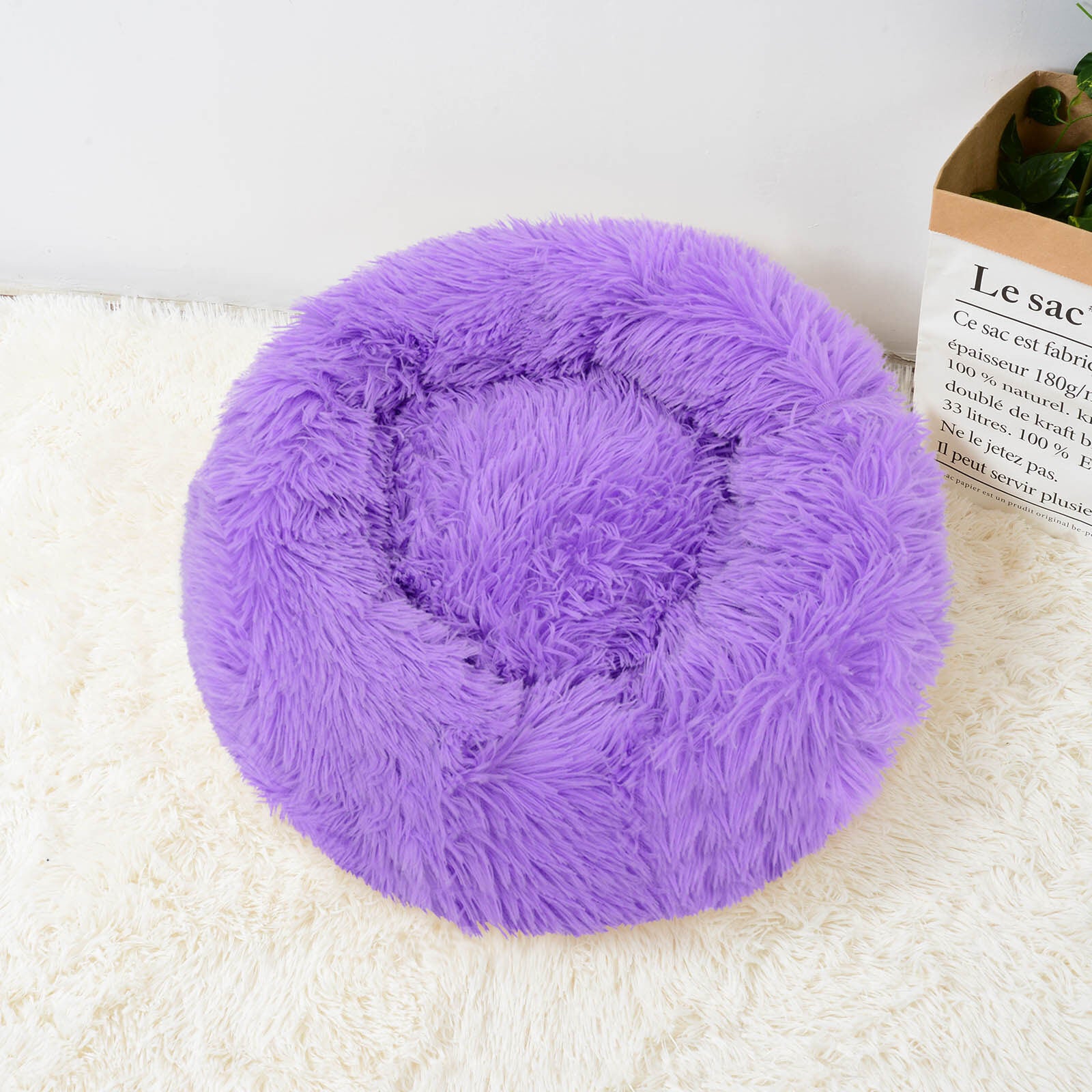 Fluffy Cat Bed Soft Plush Sleeping Donut Shape Cat Beds
