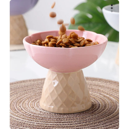 Ice Cream Cone Ceramic Cat Bowl