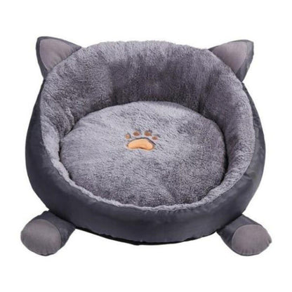 Plush Cat Bed Cute Cat Ears Raised Edge Non-slip Waterproof Bottom