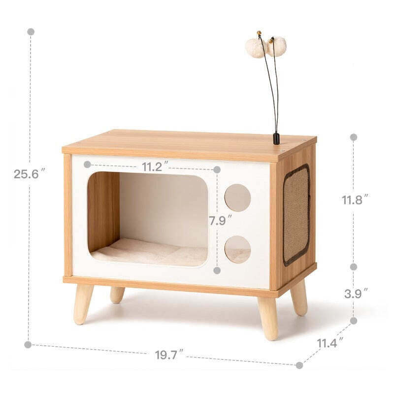 Wooden Cat House Luxury Furniture With Cat Scratcher