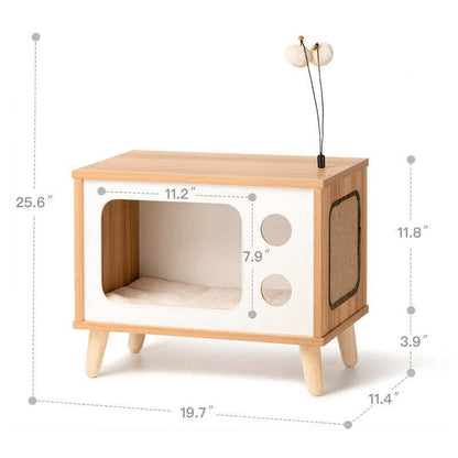 Wooden Cat House Luxury Furniture With Cat Scratcher