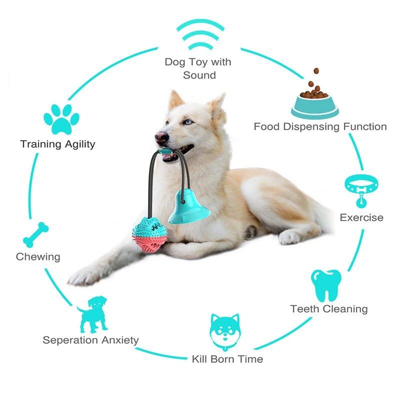 Dog Toy Ball Suction Cup Ropes Interactive Leaking Slow Feeder Chew Toy