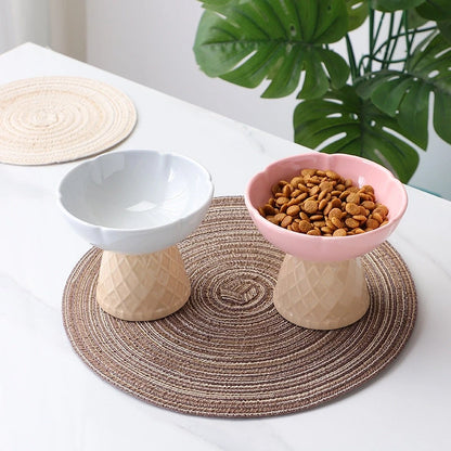 Ice Cream Cone Ceramic Cat Bowl