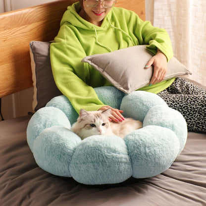Super Soft Cat Bed Washable Flower Cushion