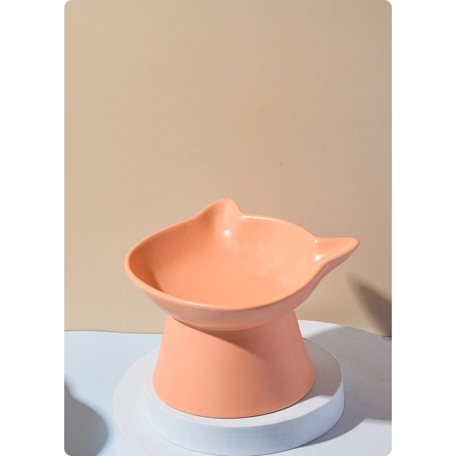 Cat Head-Shaped Ceramic Cat Bowl