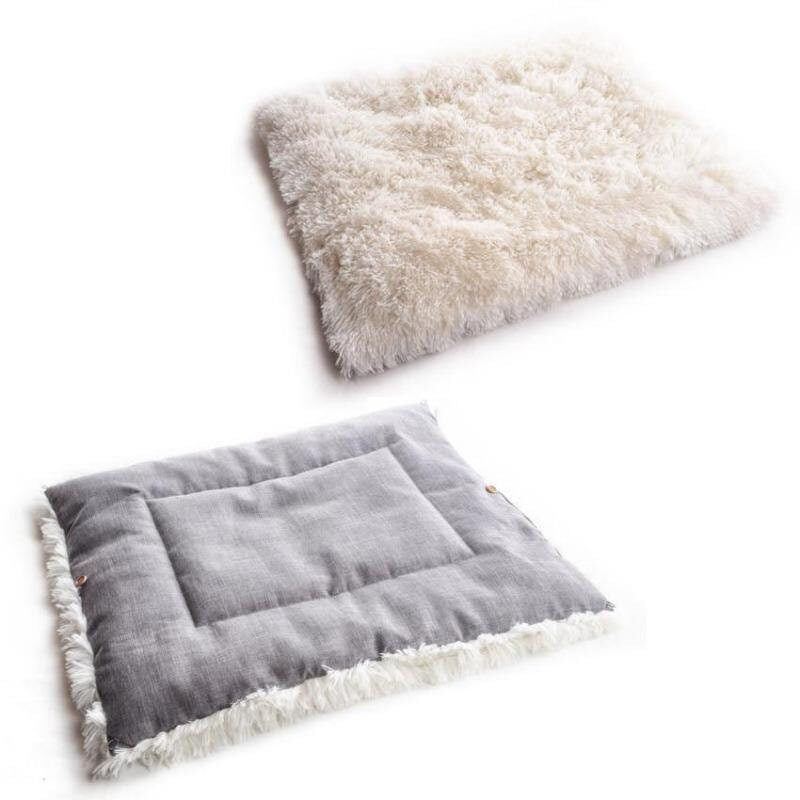 Cat Bed Double Sided Sherpa Pad Washable Fluffy Cushion Mat For Cats Kitten Foldable