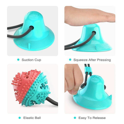 Dog Toy Ball Suction Cup Ropes Interactive Leaking Slow Feeder Chew Toy