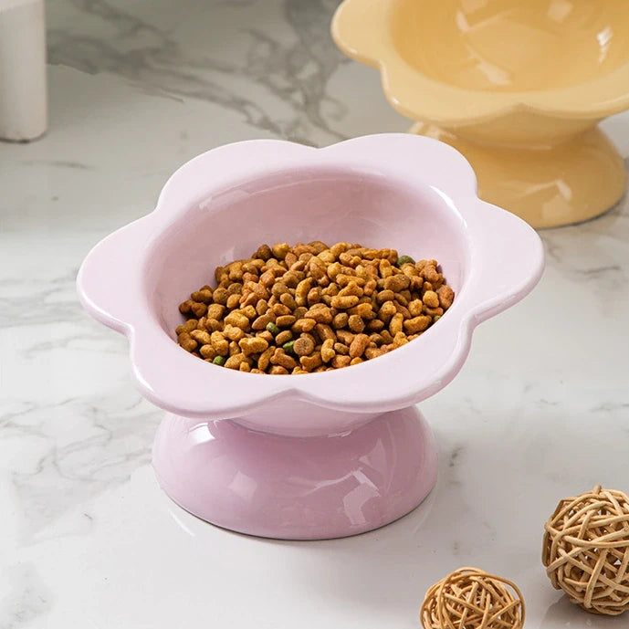Blooming flowers Ceramic Cat Bowl