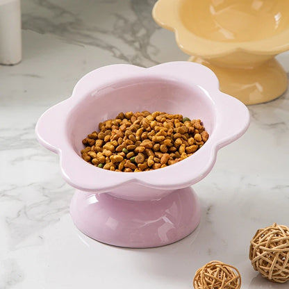 Blooming flowers Ceramic Cat Bowl
