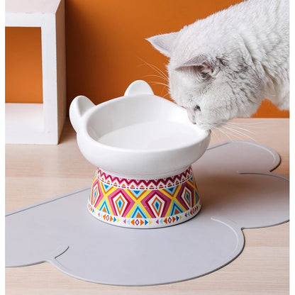 Colorful Prints Ceramic Cat Bowl