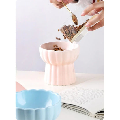 Scalloped Edge Ceramic Cat Bowl