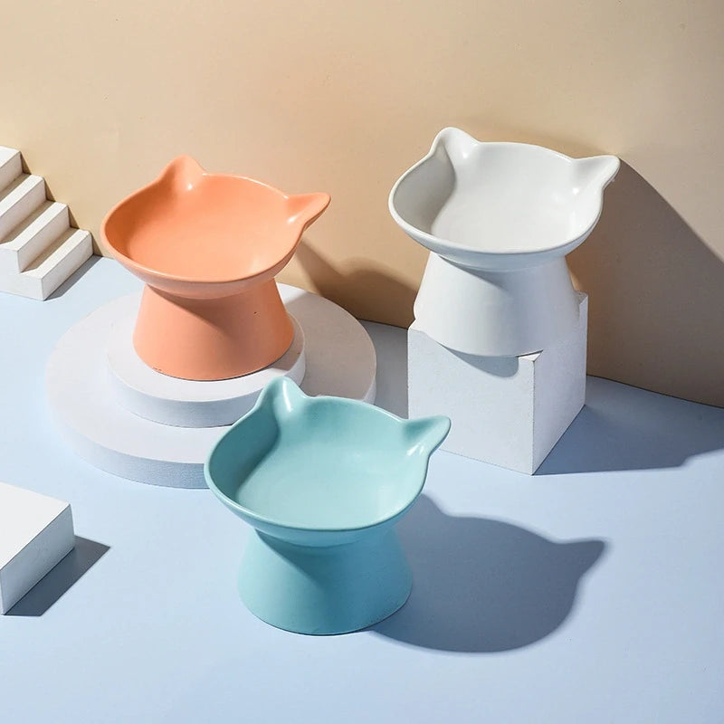 Cat Head-Shaped Ceramic Cat Bowl