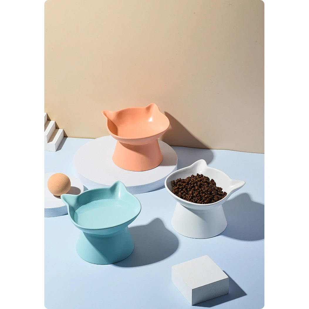 Cat Head-Shaped Ceramic Cat Bowl