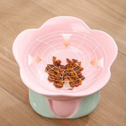Flower Stem Ceramic Cat Bowl
