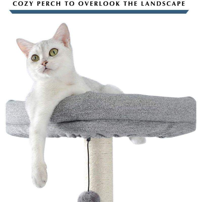 Modern Cat Tree 6 Level Cat Tower with Scratching Posts, 2 Condos, Top Perch Grey