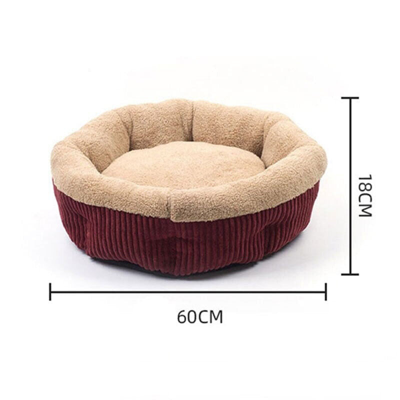 Cat Bed Self Warming Pet Bed Cream Faux Fur Cat Lounger