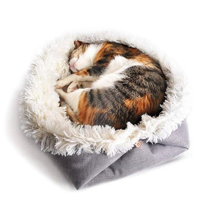 Cat Bed Double Sided Sherpa Pad Washable Fluffy Cushion Mat For Cats Kitten Foldable