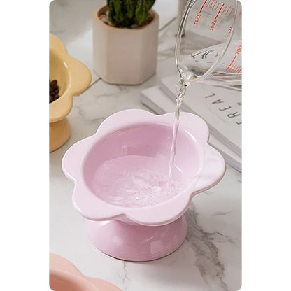 Blooming flowers Ceramic Cat Bowl