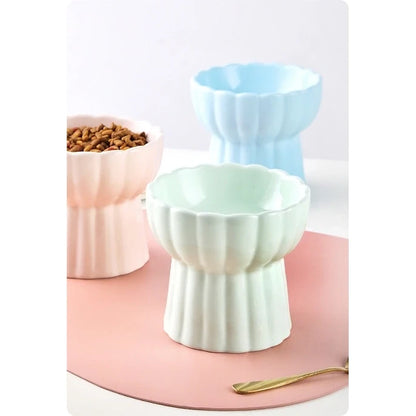 Scalloped Edge Ceramic Cat Bowl