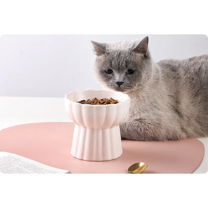 Scalloped Edge Ceramic Cat Bowl