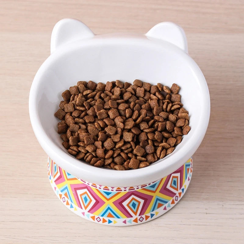Colorful Prints Ceramic Cat Bowl