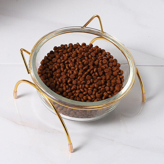 Non-slip Double Transparent Cat Bowl with Stand