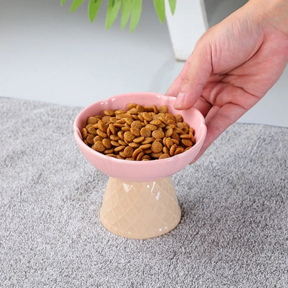 Ice Cream Cone Ceramic Cat Bowl