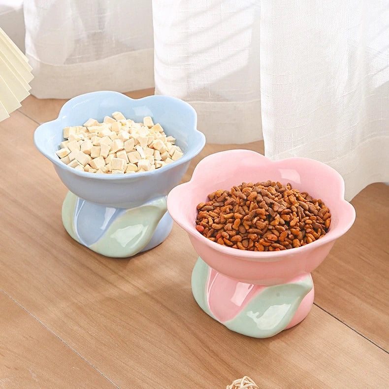 Flower Stem Ceramic Cat Bowl