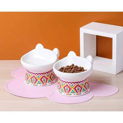 Colorful Prints Ceramic Cat Bowl