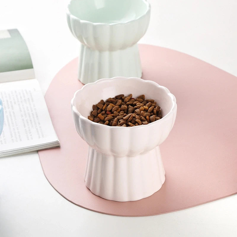 Scalloped Edge Ceramic Cat Bowl
