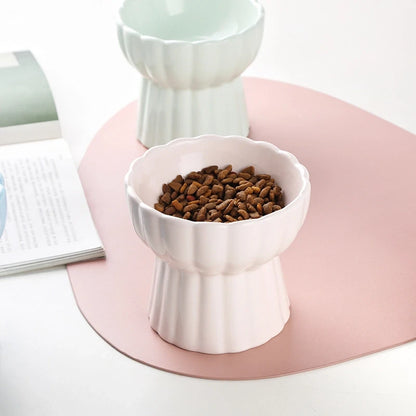 Scalloped Edge Ceramic Cat Bowl