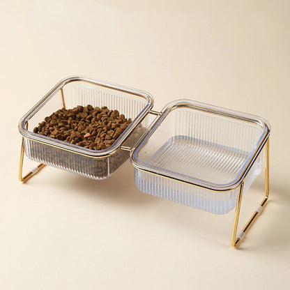 Non-slip Double Transparent Cat Bowl with Stand