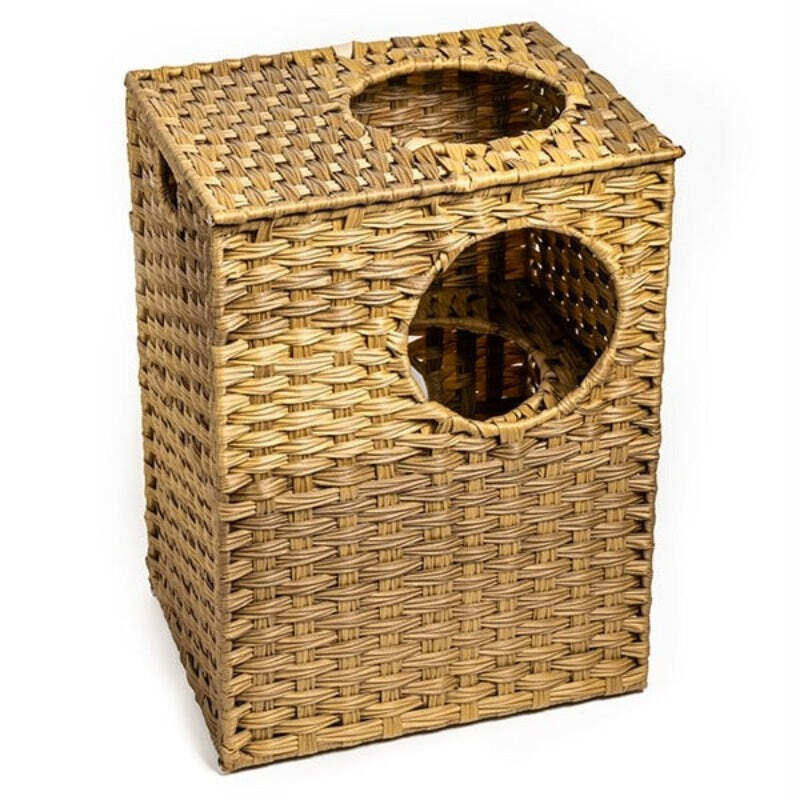 Wicker Cat House Two Tier Bed For Indoor Cats