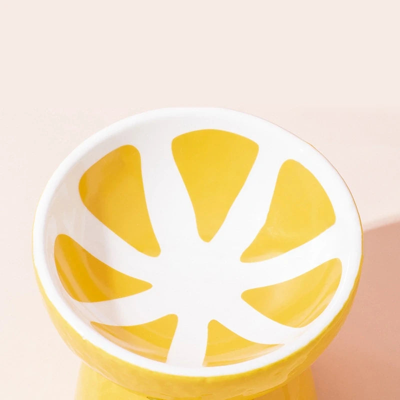 Fruit-Themed Ceramic Cat Bowl