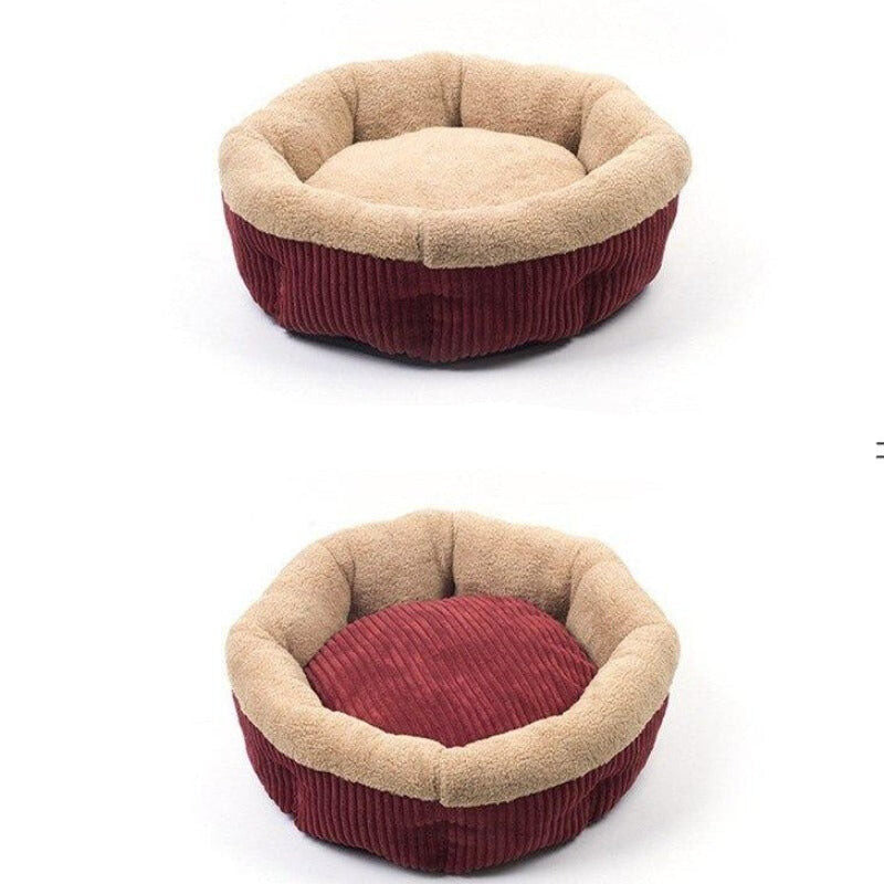 Cat Bed Self Warming Pet Bed Cream Faux Fur Cat Lounger