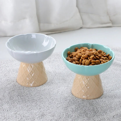 Ice Cream Cone Ceramic Cat Bowl