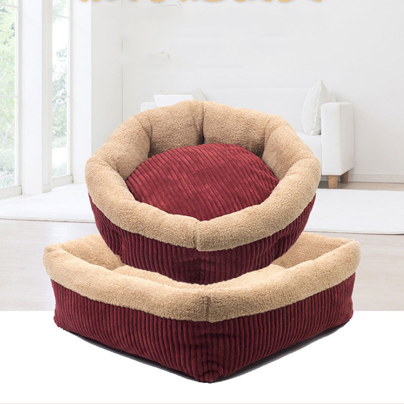 Cat Bed Self Warming Pet Bed Cream Faux Fur Cat Lounger