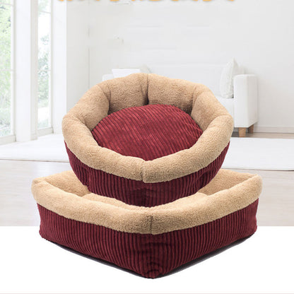 Cat Bed Self Warming Pet Bed Cream Faux Fur Cat Lounger