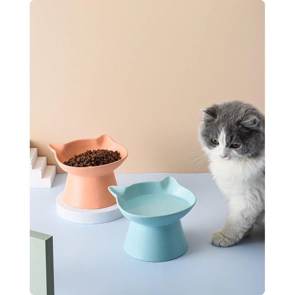 Cat Head-Shaped Ceramic Cat Bowl