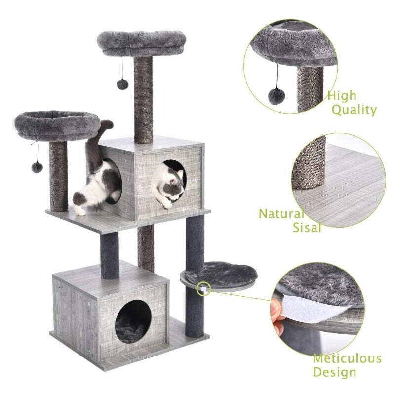 Modern Cat Tree Tower 2 Condo House Scratching Posts 55
