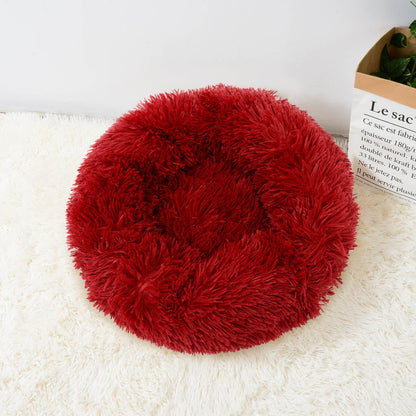 Fluffy Cat Bed Soft Plush Sleeping Donut Shape Cat Beds
