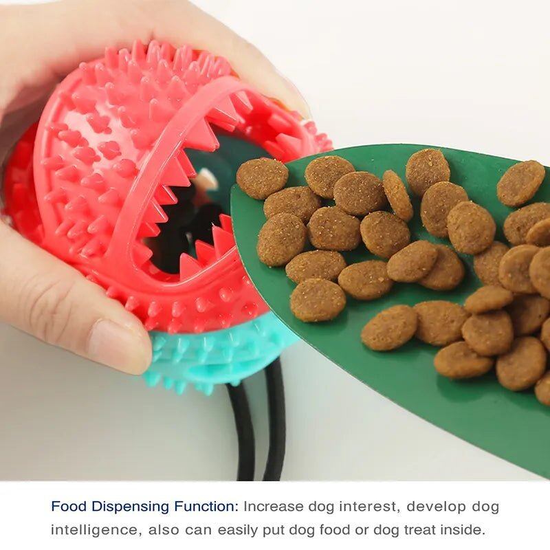 Dog Toy Ball Suction Cup Ropes Interactive Leaking Slow Feeder Chew Toy