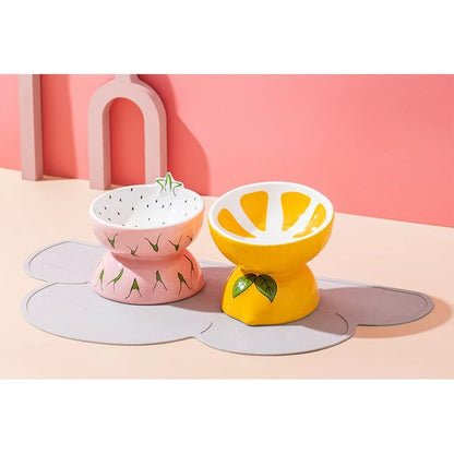 Fruit-Themed Ceramic Cat Bowl